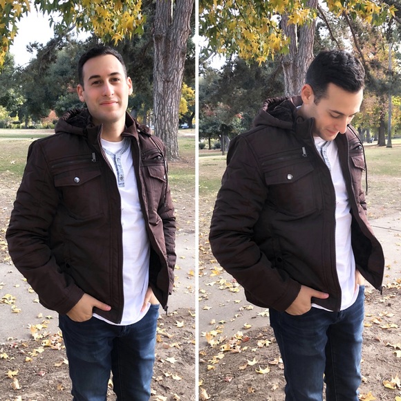 MENS BROWN BOMBER puffer jacket NWT - Picture 4 of 8